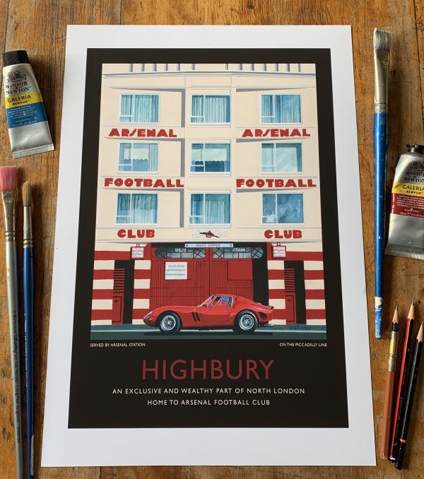Arsenal Highbury Retro Fine Art Print