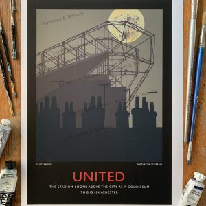 Manchester United Old Trafford Retro Fine Art Print