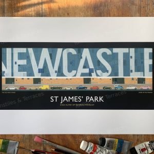 Newcastle St James Park, Retro Fine Art Print
