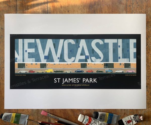 Newcastle St James Park, Retro Fine Art Print