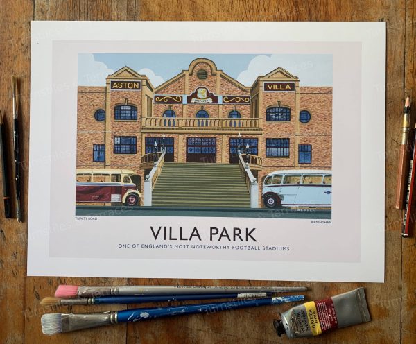 Aston Villa, Villa Park, Retro Fine Art Print