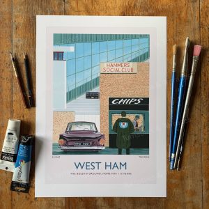 West Ham Upton Park Retro Fine Art Print