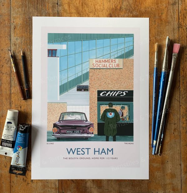 West Ham Upton Park Retro Fine Art Print